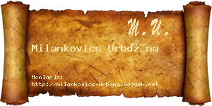 Milankovics Urbána névjegykártya